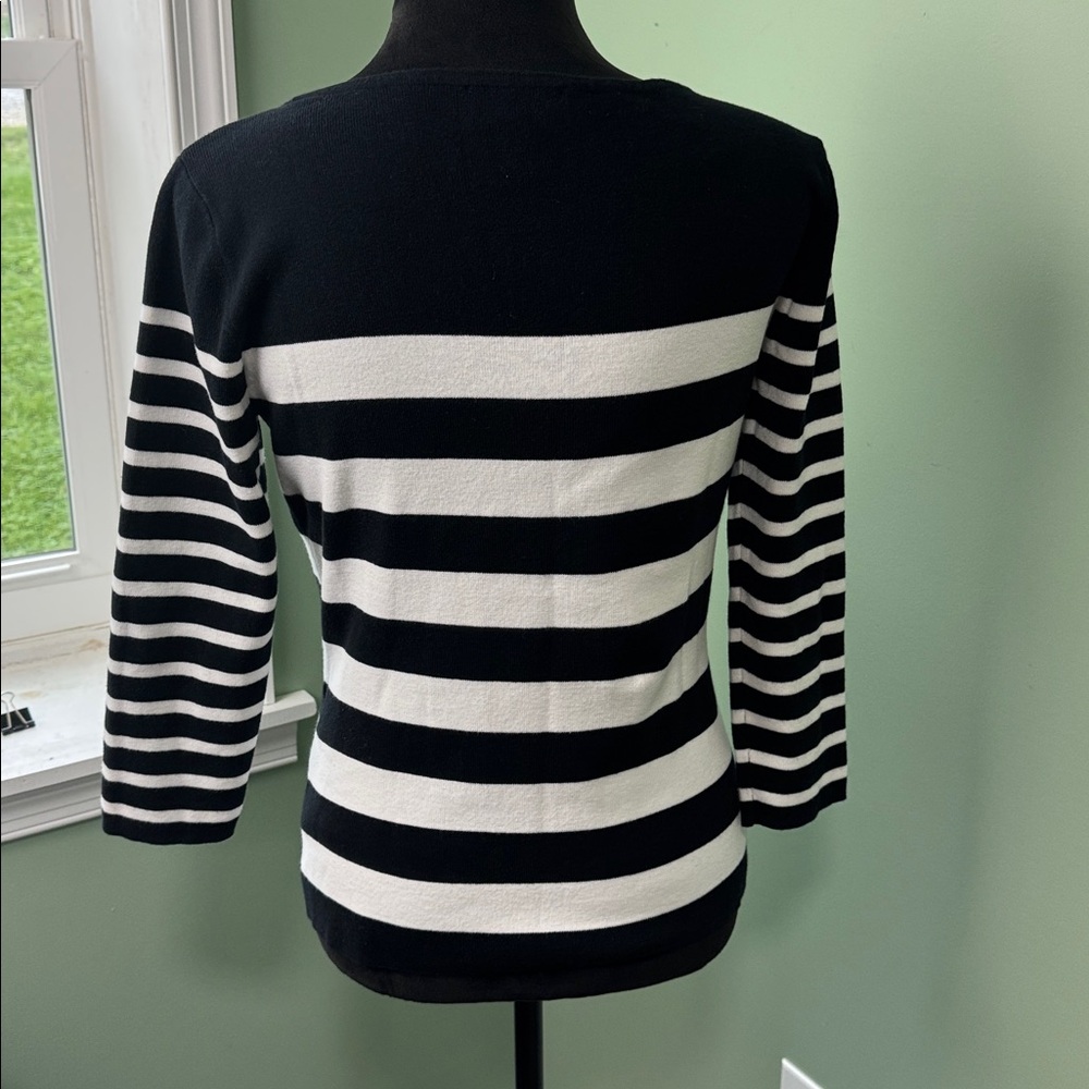 Talbots black and white striped sweater medium - Picture 4 of 6